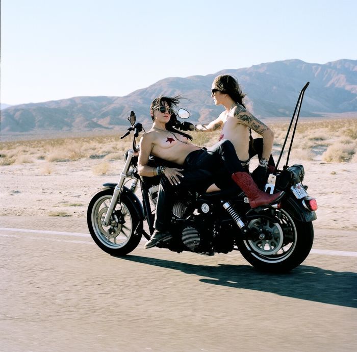 Girls on a motorcycle in Fushun